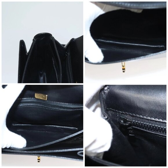 BALLY Shoulder Bag Leather Black Gold Auth BA1153 - Picture 13 of 15